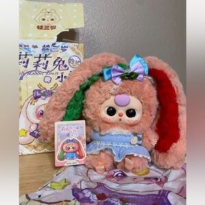 Baby Three Lily Rabbit Town Coral Pink Bunny with Hair Bow & Boba Eyes